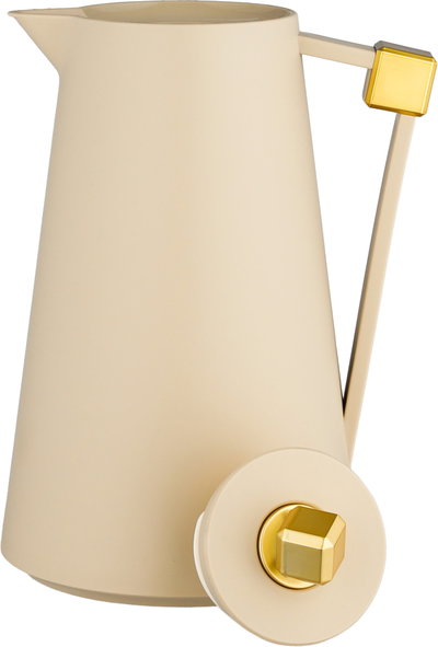 Everest Diamond Plastic Thermos, 1 Liter, Glass Inner Container, Push Button - Light Beige Gold product image 5