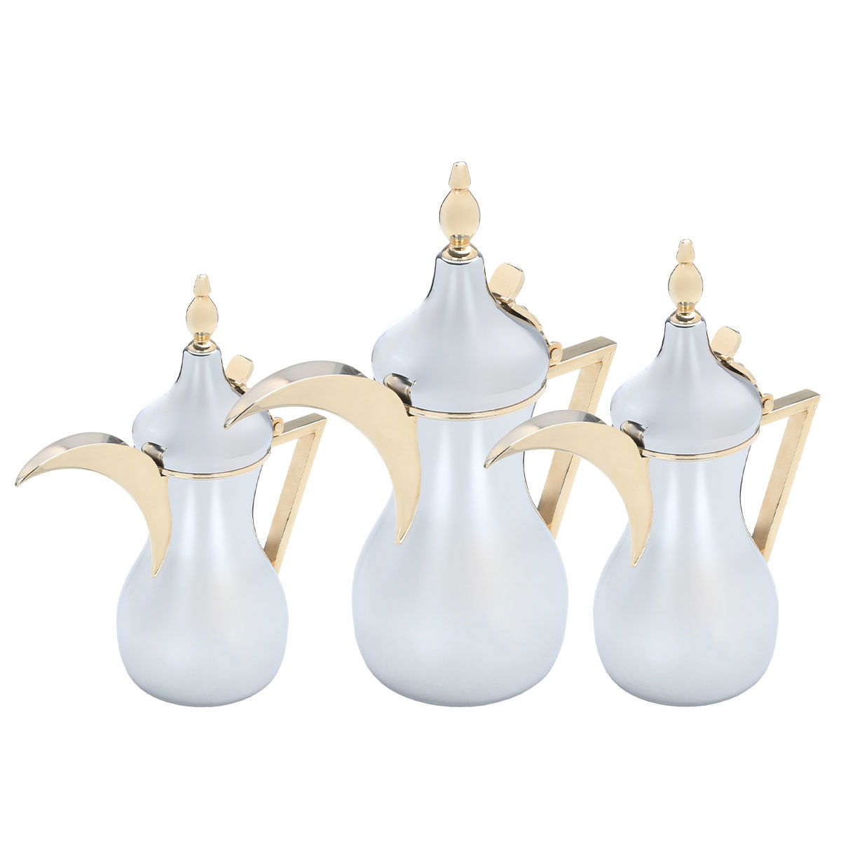 Sulaiman Steel Dallah Set by Al Saif Gallery, 0.76/0.82/1.14 litre, gold-chrome handle product image 2