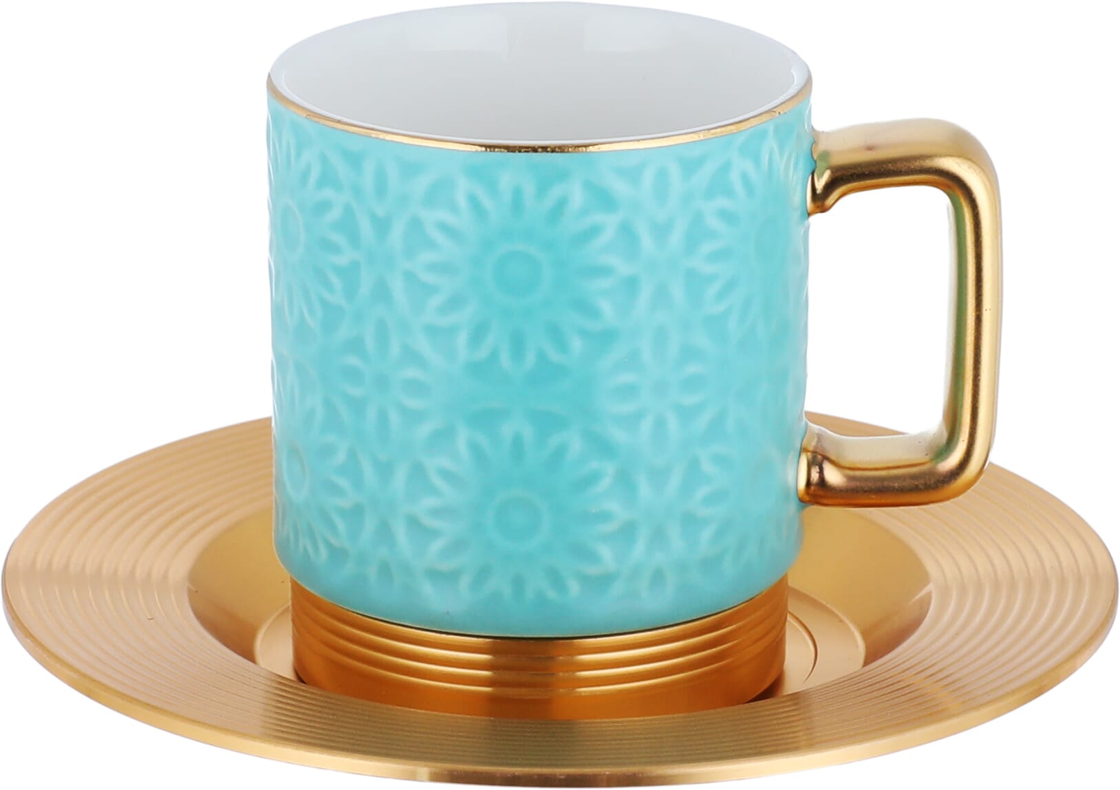Al Saif Gallery porcelain coffee cup set, 12 pieces, gold steel saucer - blue product image 2