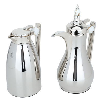 Al Saif Gallery Alaa thermos set, 1/1 liter, two pieces, thermal glass inner container, steel outer shell - silver product image 2