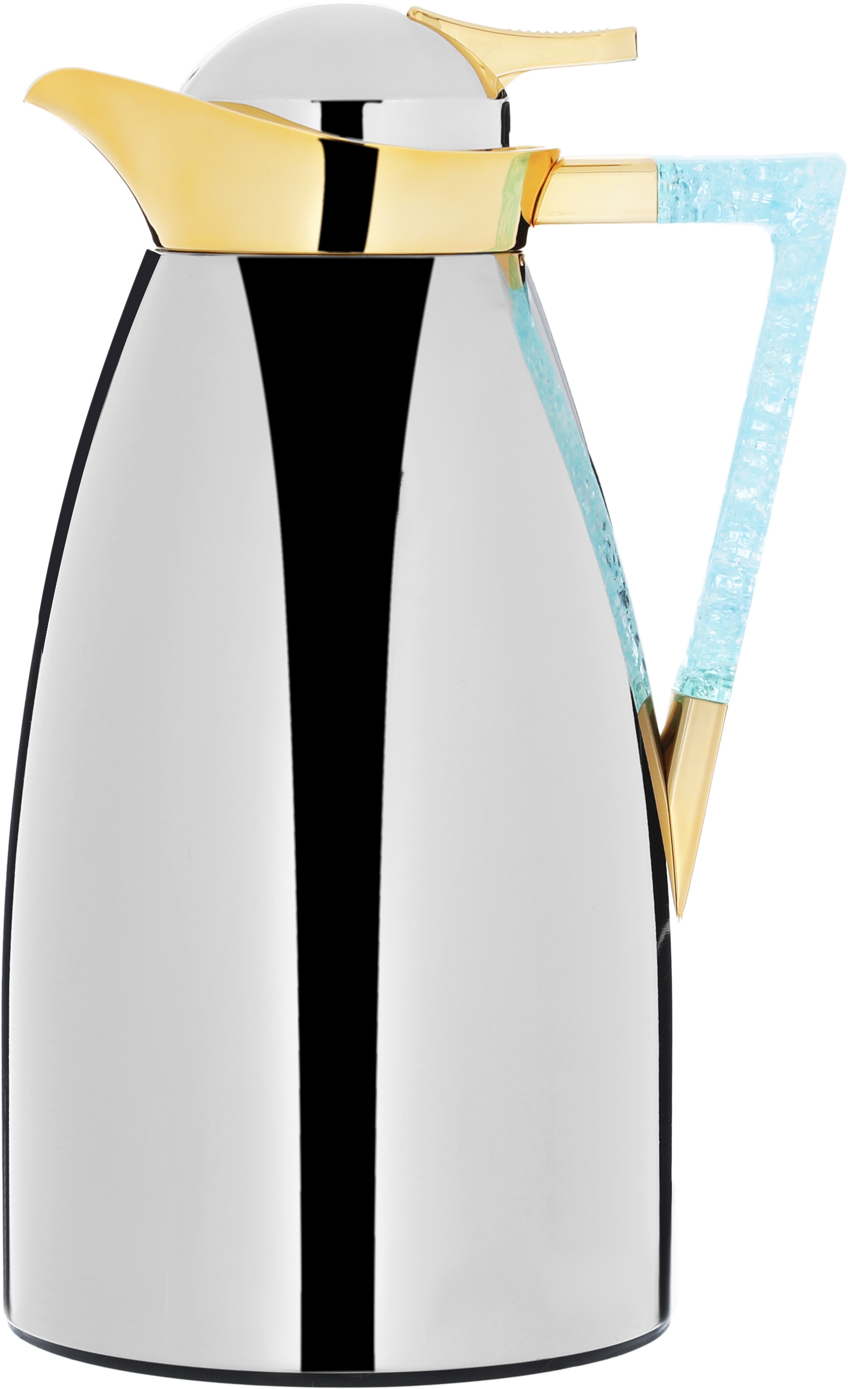 Maha Al Saif Gallery thermos set, 1 liter, crystal handle, thermal glass inner case, steel outer case - silver product image 2