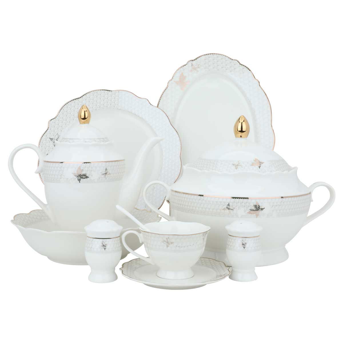 طقم سفرة بورسلان السيف غاليري، 166 - قطع أبيض product image 1