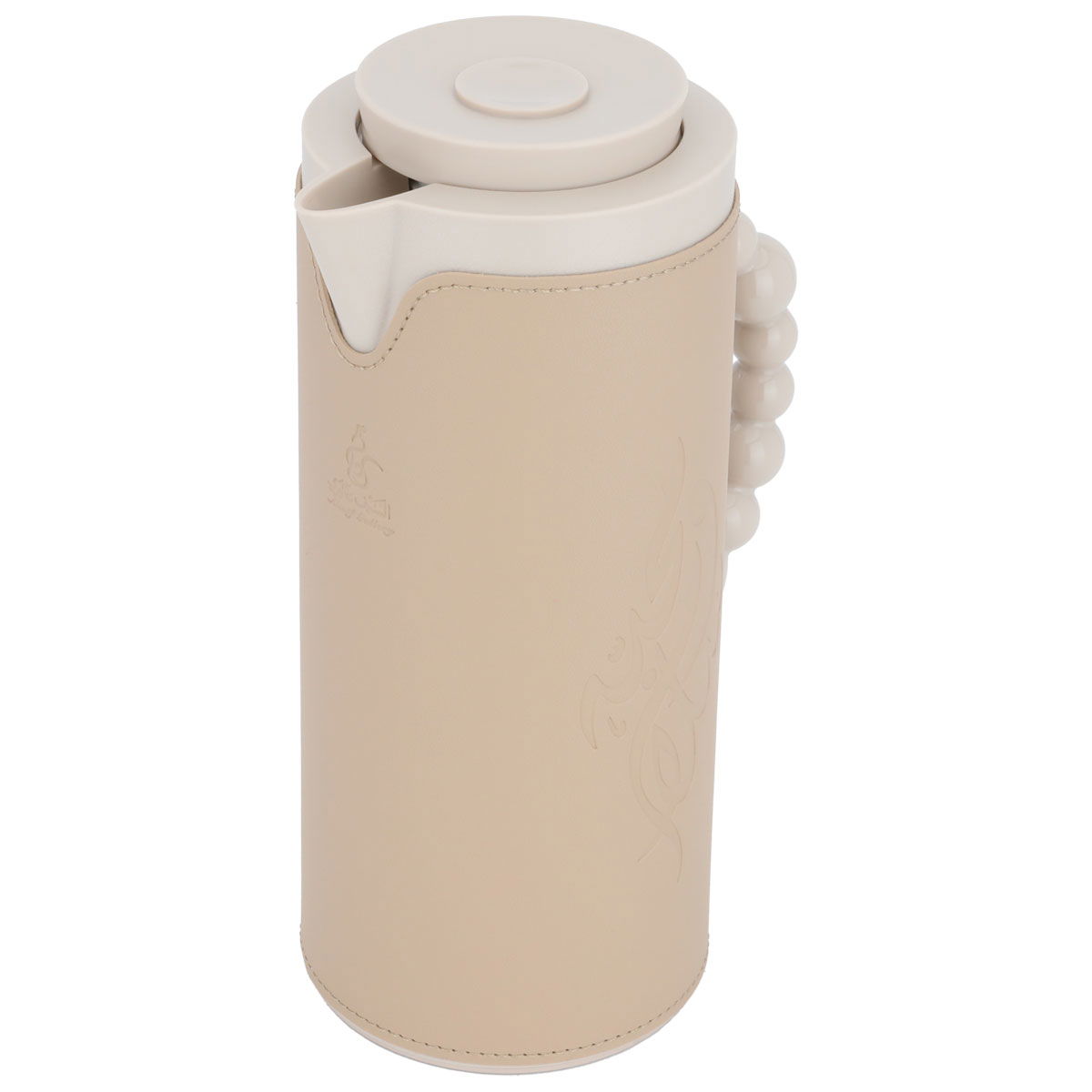 Al Saif Gallery Royal 7 glass thermos, 1 liter, with leather cover, glass inner shell, plastic outer shell - light brown product image 2