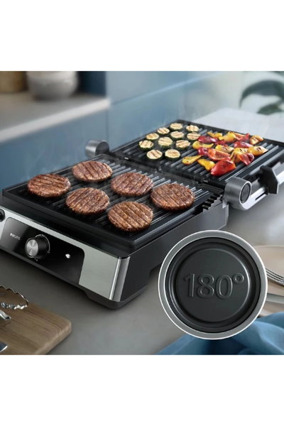 شواية كونتاكت جريل المونيوم فليبس سيريس 5000، 2200 واط، 180 درجة، ألواح قابلة للإزالة، HD6301/90 - فضي اسود product image 4