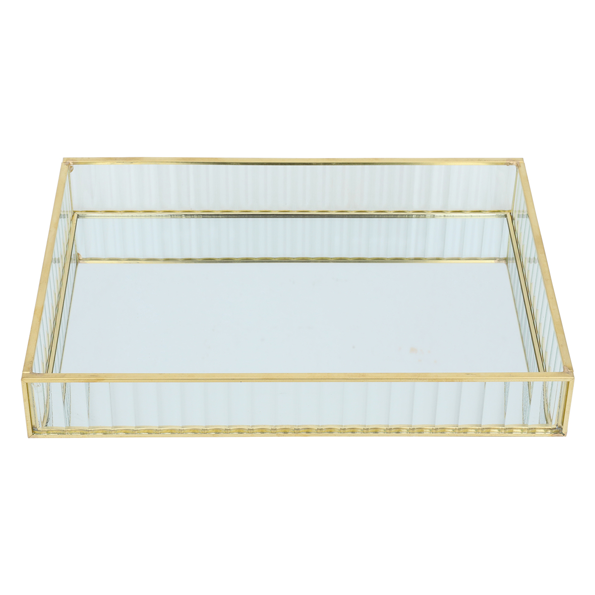Gold Rimmed Glass Float, Al Saif Gallery, 4 x 28 x 20 cm, Rectangular - Clear product image