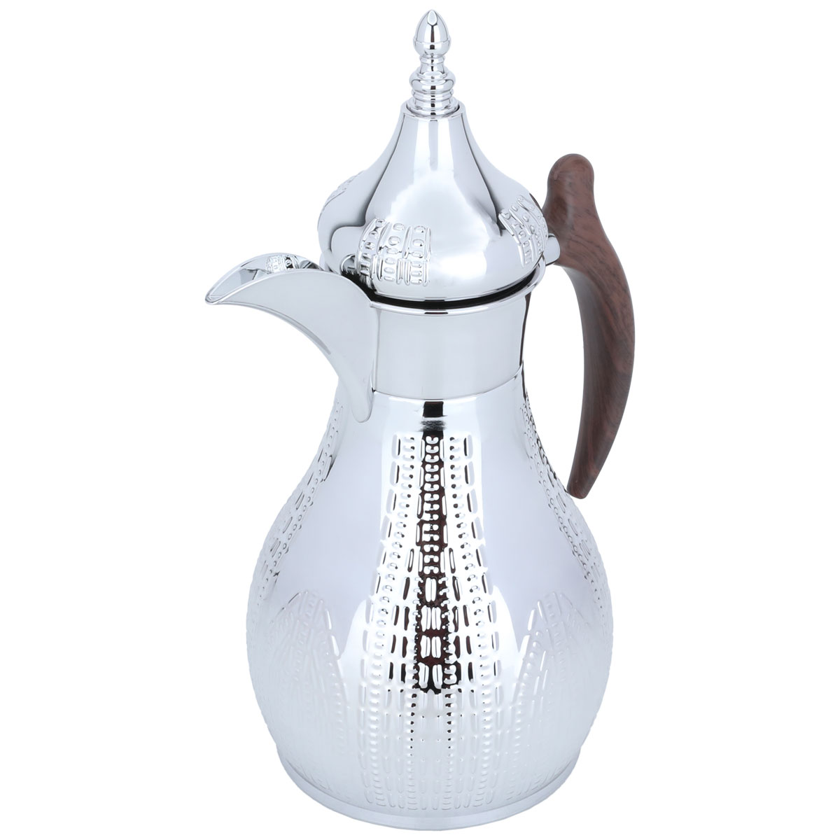 Al Saif Gallery Haila Thermos, 1.2 liters, wooden handle, steel inner case, steel outer case - silver product image 2