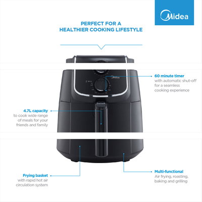 Midea Air Fryer, 1500 Watt, 4.76 Liters - Black product image 6