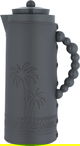 Al Saif Gallery Royal 7T thermos, 1 liter, leather covered, palm pattern, glass inner case, plastic outer case - dark gray product image 1