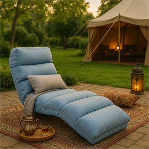 كرسي أرضي كبير كتان باك كومفورت، 175x20x60 سم - أزرق فاتح product image