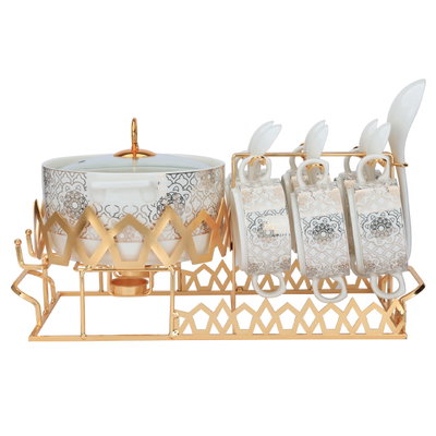 Al Saif Gallery porcelain soup set, 16 pieces, gold-white stand product image 3