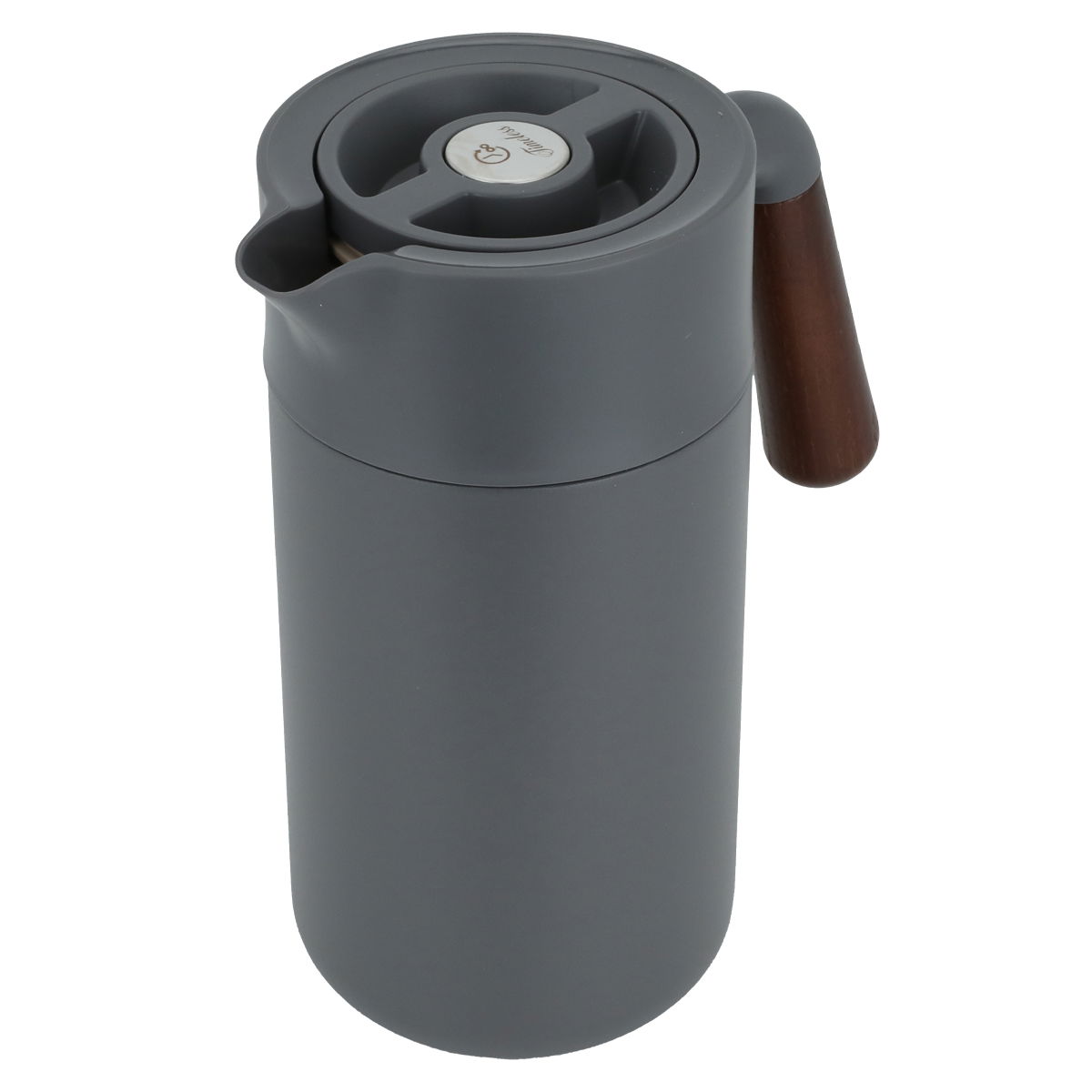 Timeless Tara Thermos, 1.2 litres, wooden handle, squeezer, steel inner container, steel outer shell - dark gray product image 1