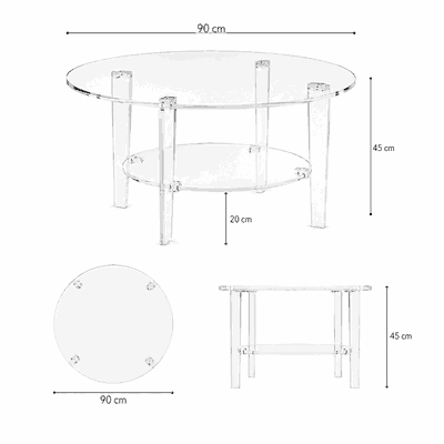 طقم طاولات اكريلك و زجاج، 5 قطع - شفاف product image 3