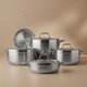 KorKmaz Alpha Steel Cookware Set, 9 Pieces - Silver product image 1