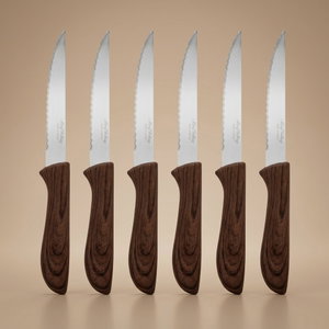 Al Saif Gallery steel serrated knife set, with handle, 6 pieces - brown product image