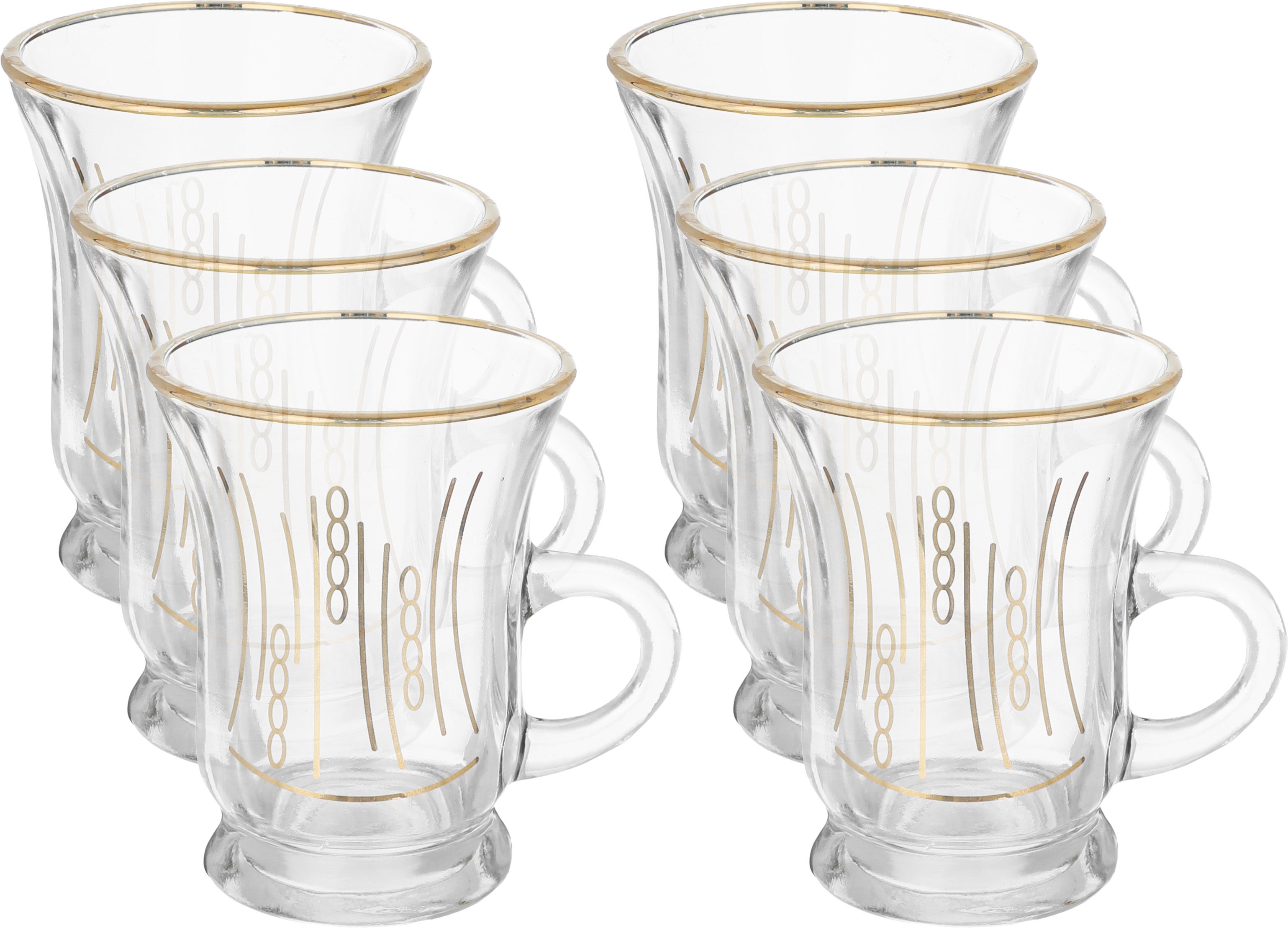 Al Saif Gallery Glass Cup Set, 6 Pieces, 200 Ml - Clear Gold product image