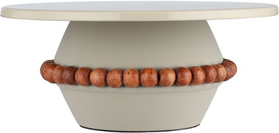 Al Saif Gallery Stadt Presents Stainless Steel Stand, With A Wooden Beaded Base, 24X24X11 Cm - Wood Brown product image 2