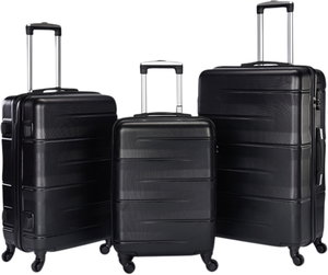 طقم شنط سفر ABS ليمرا، 3 مقاسات، 4 عجلات، قفل ارقام، WM-207 - اسود product image