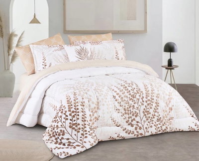 طقم لحاف ساليرنو مايكروفايبر، 240x260 سم، نفرين، 9 قطع - ابيض بيج product image 2