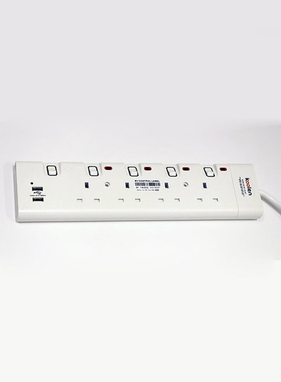 وصلة كهربائية كولن، 3250 واط، 4 مخارج، 3 متر، 2 USB، 301100007 - ابيض product image 5