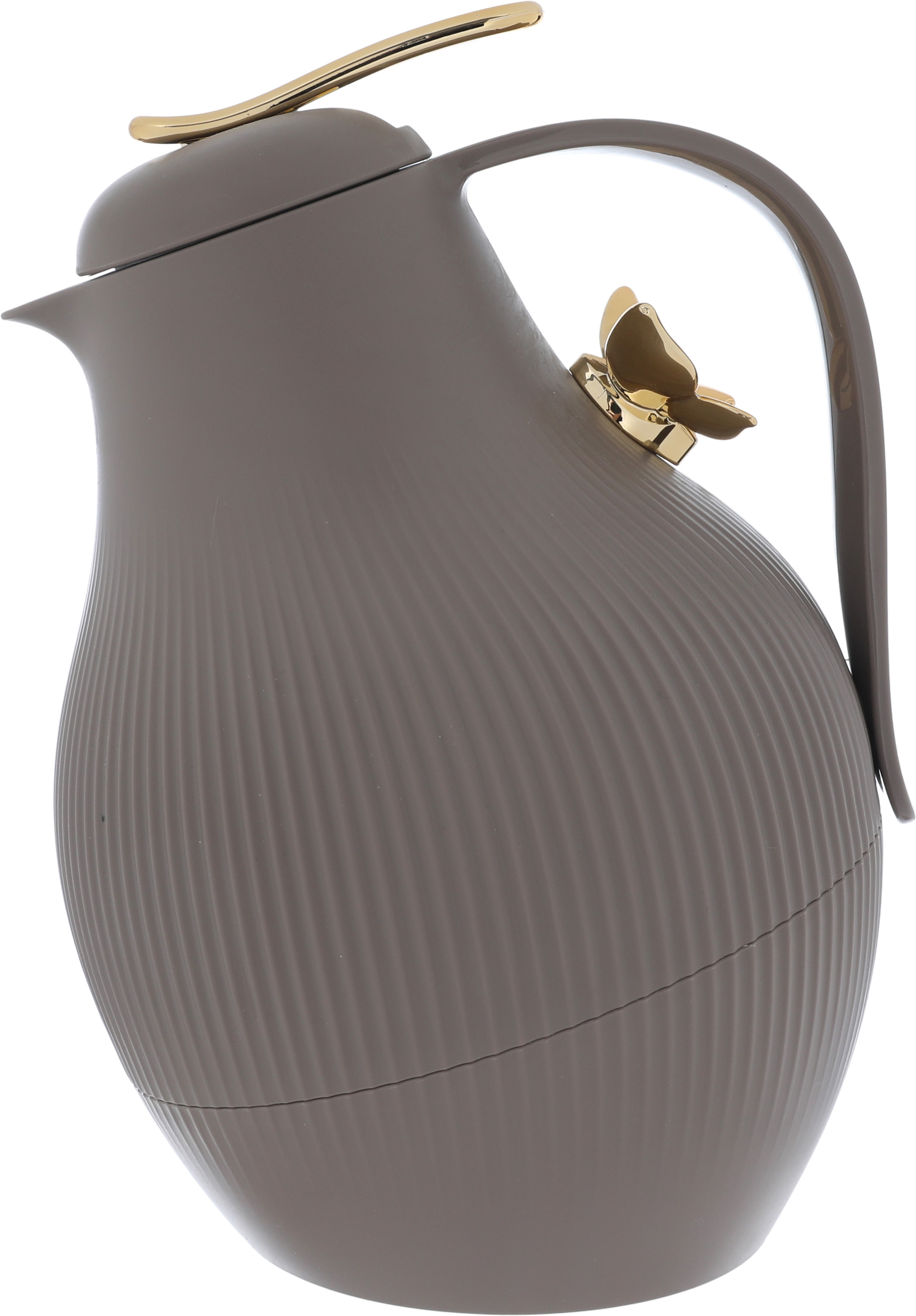 Al Saif Gallery Dora thermos, golden butterfly, 1 liter, thermal glass inner shell, plastic outer shell - Cappuccino product image 1