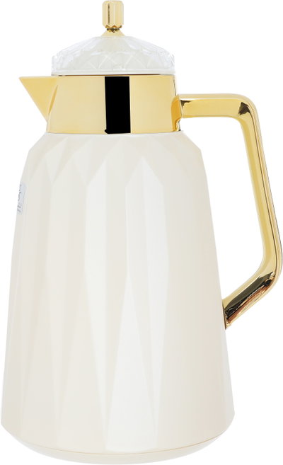 Al Saif Gallery Lamia thermos set, 1 liter, 3 pieces, tofariya, thermal glass inner shell, plastic outer shell - pearl gold product image 5