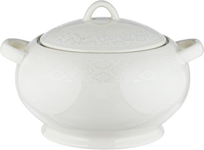 طقم سفرة بورسلان السيف غاليري، 44 قطعة، حواف مزخرفة - ابيض product image 2