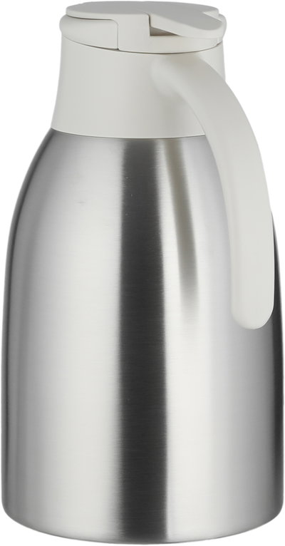 Aura Thermos, 1.6 Liter, Stainless Steel Inner Container, Stainless Steel/Plastic Outer Body, Push Button - Creamy Silver product image 3