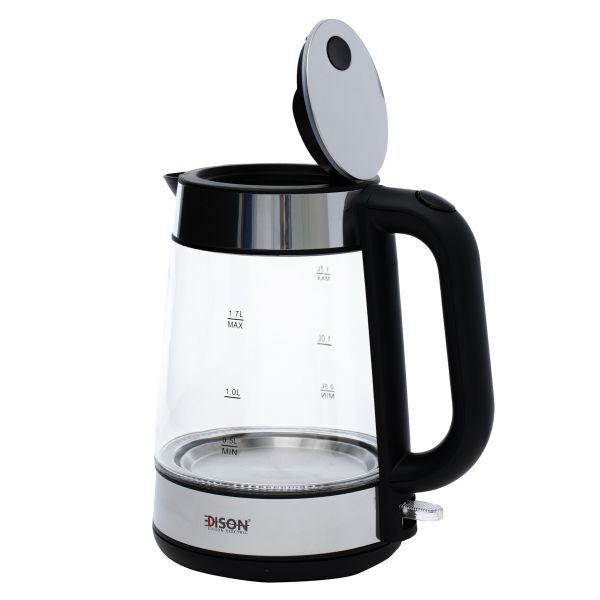 Edison Steel Electric Kettle, 2200 Watt, 1.7 Liter, F-625 - Clear Black product image 4
