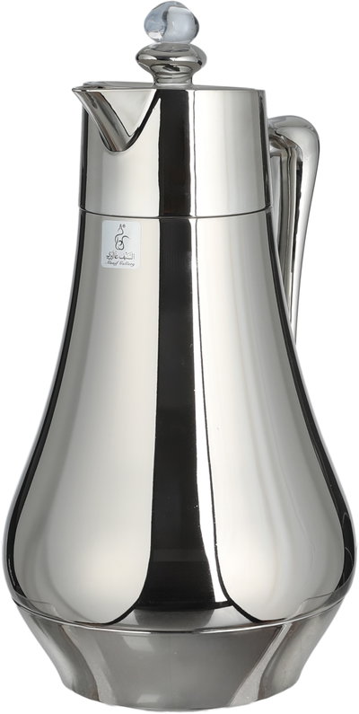 Al Saif Gallery Al Dana 2 Thermos Set, 1/1 Liter, 2 Pieces, Glass Inner Container, Stainless Steel Outer Body, Push Button - Transparent Shiny Silver product image 5