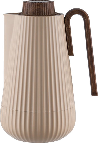 Glory Sumo Thermos, 1 liter, wooden handle, glass interior, pusher - light wood brown product image 2