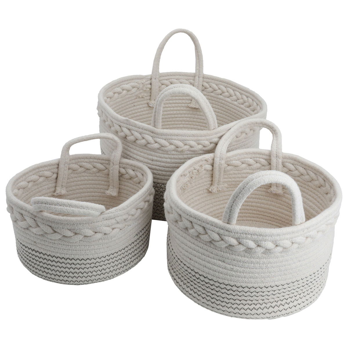 Al Saif Gallery Cotton Baskets Set, 3 Pieces - White product image 1