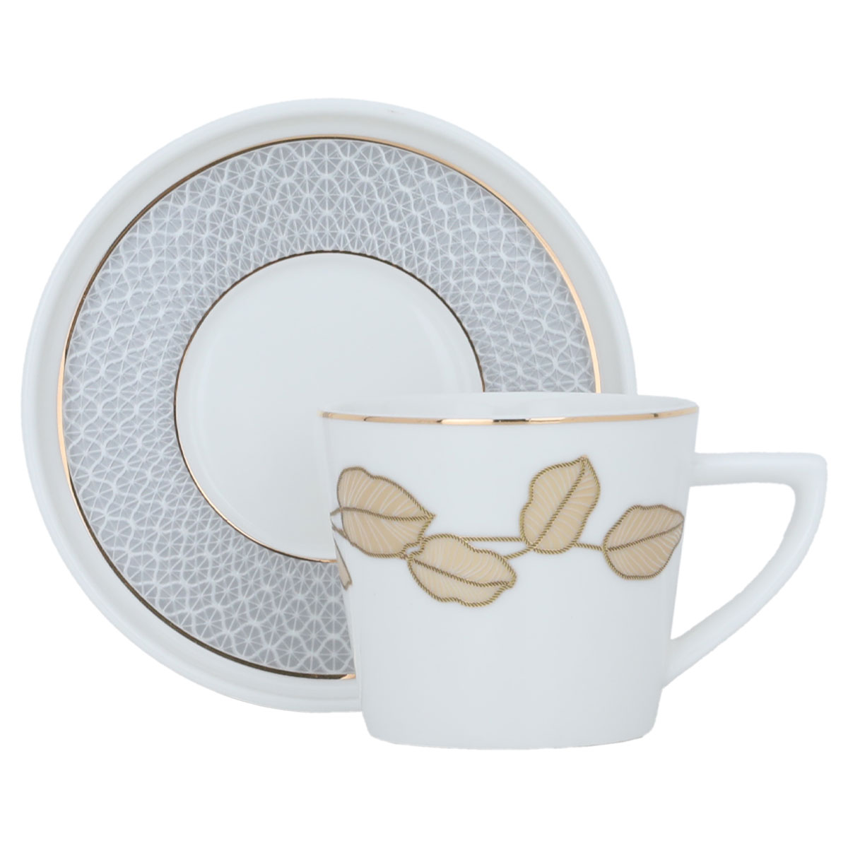 Al Saif Gallery porcelain coffee cup set, 12 pieces, leaf pattern - white product image 1