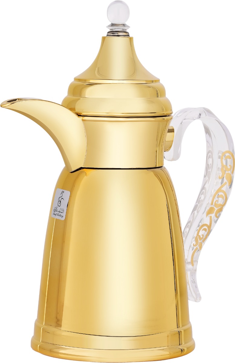Qamar Dallah-shaped thermos from Al Saif Gallery , 350 ml, steel inner case, steel outer case - gold product image