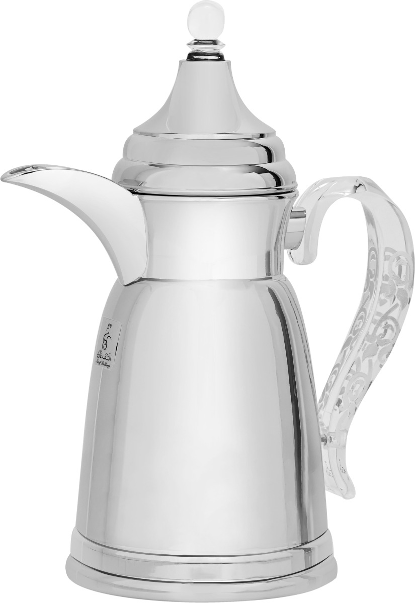 Al Saif Gallery Qamar Dallah shaped thermos, 600 ml, steel inner case, steel outer case - silver product image