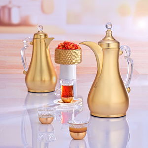 طقم ترامس الاصالة السيف غاليري، 1/1 لتر، خامة داحلية زجاج، هيكل خارجي استيل، يد شفاف، ضغاط - ذهبي product image