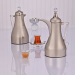 Al Saif Gallery Lina Thermos Set, 1/1 Liter, Clear Handle, Heat-Resistant Glass Inner Container, Stainless Steel Outer Body, Pressure Gauge - Matte Silver product image 1