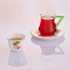 طقم تقديم شاي وقهوة زجاج وبورسلان السيف غاليري، 18 قطعة، يد أخضر- شفاف أبيض product image 2