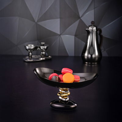 AlSaif Gallery Stainless Steel Serving Platter, 32 x 17 x 19 cm - Glossy Black product image 1