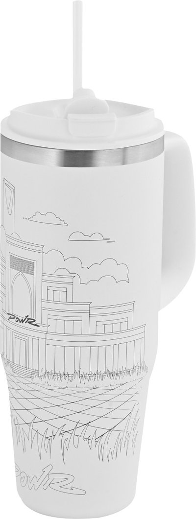 مج باور حافظ للحرارة ستانلس استيل السيف غاليري، 1 لتر، مسكة يد، مرفق مصاص - أبيض product image 2