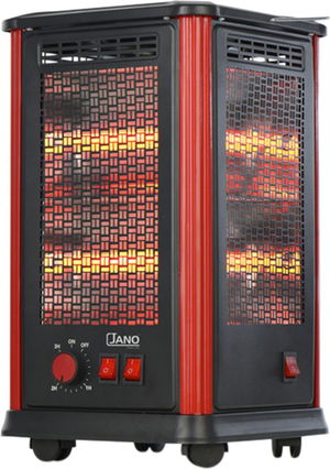 دفاية كهربائية جانو، 2000 واط، 10 عناصر تسخين، 4 عناصر تحكم بالحرارة، 5 جوانب للتدفئة، فصل تلقائي، JN07002 - أسود احمر product image