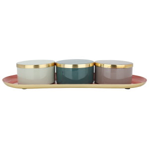 Al Saif Gallery Colored Oval Steel Boxes Set in Tofaria, 4 Pieces, 37 x 16 x 5 cm - Colored product image 2