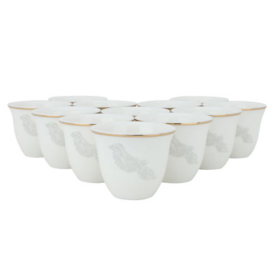 Al Saif Gallery porcelain coffee cup set, 12 pieces, bird pattern - white product image 1