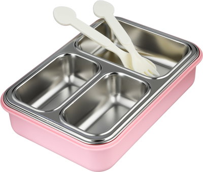 لانش بوكس بلاستيك السيف غاليري، 24x17x7 سم، خامة داخلية استيل، غطاء شفاف، ثلاث خانات - متعدد الألوان product image 3