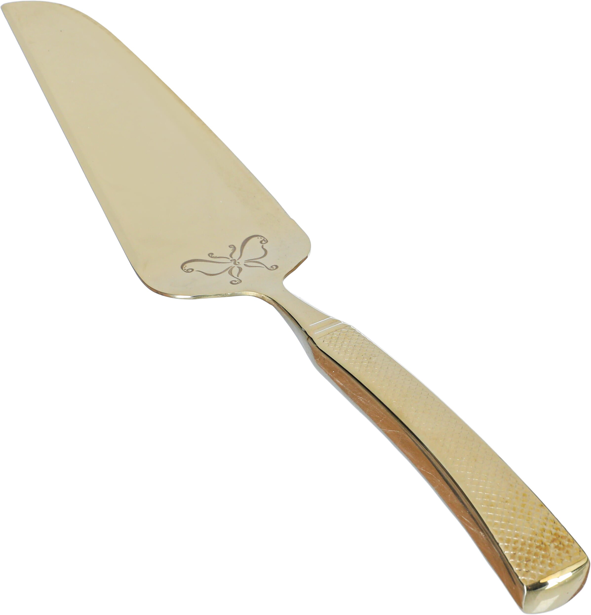 Al Saif Gallery Steel Cake Serving Set, 6/9 inch, Butterfly Pattern, 2 Pieces - Gold product image 2