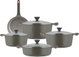 طقم قدور داي كاست الومنيوم روبوست، 9 قطع، غطاء زجاج، يد سيليكون - رمادي product image 1