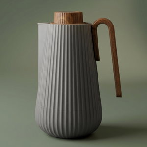 Glory Thermos, 0.7 Liter, Wooden Handle, Glass Interior, Wooden Pump - Cappuccino product image