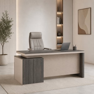 مكتب إداري خشب MDF، 140x70x75 سم - رمادي غامق بيج product image 2