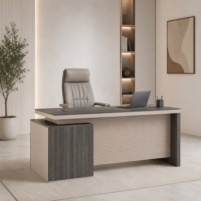 مكتب إداري خشب MDF، 140x70x75 سم - رمادي غامق بيج product image 2