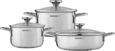 طقم قدور استيل كوركماز، 6 قطع - فضي product image 1