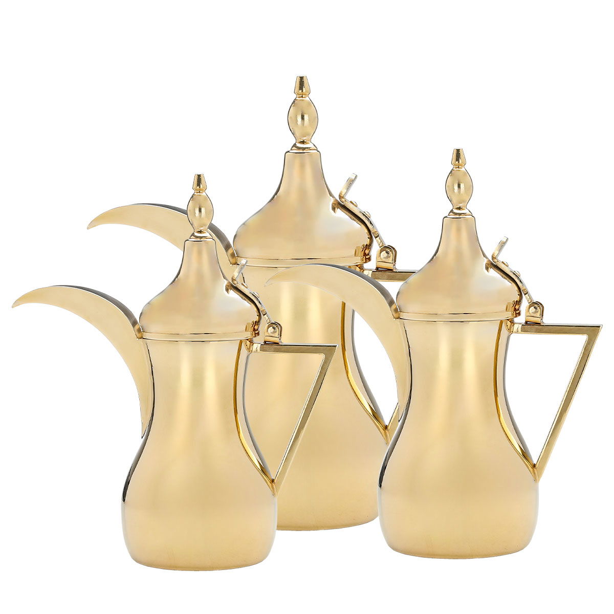 طقم دلال سليمان استيل السيف غاليري، 0.76/0.82/1.14 لتر، 3 قطع - ذهبي product image